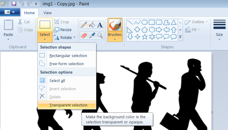 how to make background transparent in paint